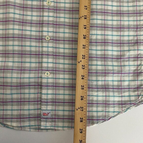 Vineyard Vines Slim Fit Murray Shirt Mens Medium Gray Plaid Long Sleeve Button - Picture 7 of 9